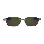 Revo // Men's Descend Polarized Rimless Rectangle Sunglasses // Fold Crystal + Evergreen // New