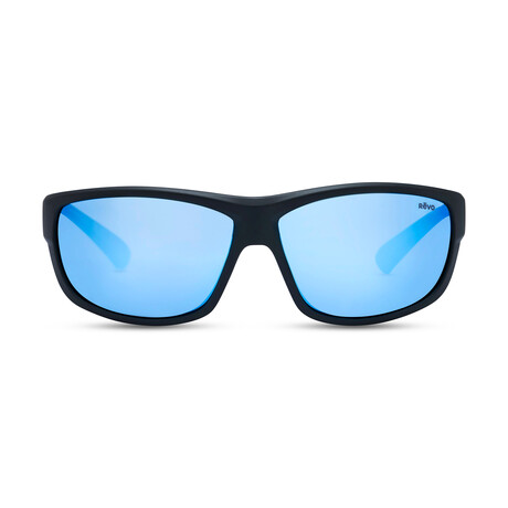 Revo // Unisex Polarized Caper Wrap Sunglasses // Matte Black + Blue Water // New