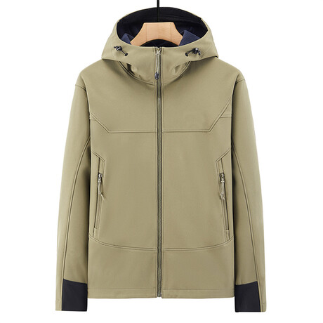 Hooded Jacket // Khaki + Dark Blue (XS)