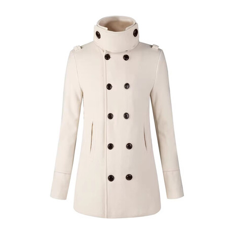 High-necked Peacoat // White (XS)