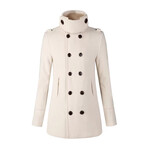 High-necked Peacoat // White (M)