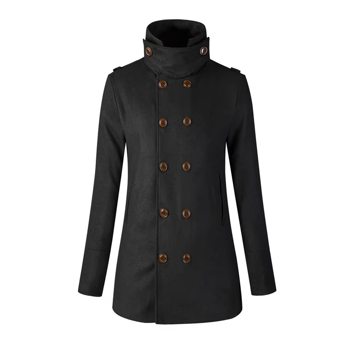 High-necked Peacoat // Black (XS) - Celino Peacoats - Touch of Modern