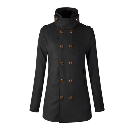 High-necked Peacoat // Black (XS)