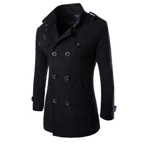 Refined Trench Peacoat // Black  (XS)