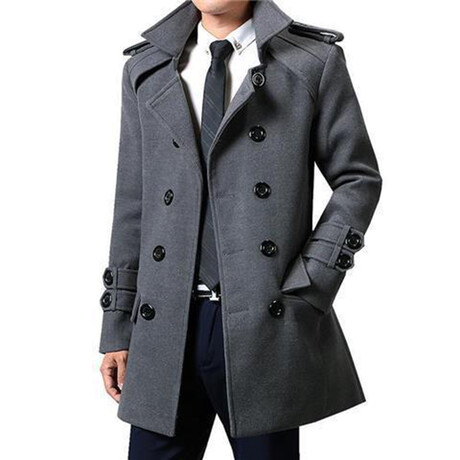 Tabbed Sleeve Peacoat // Gray  (M)