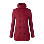 High-necked Peacoat // Burgundy (XL)