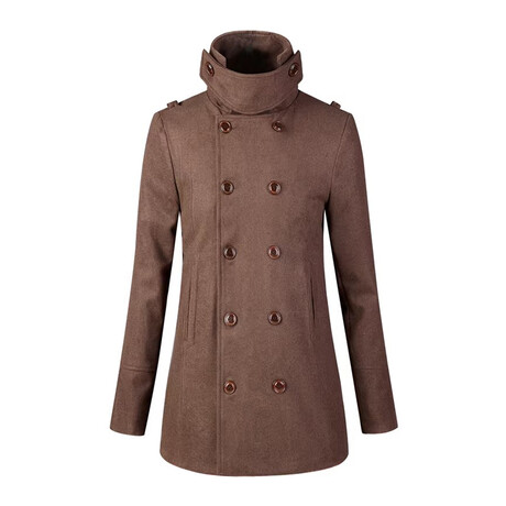 High-necked Peacoat // Brown (XS)