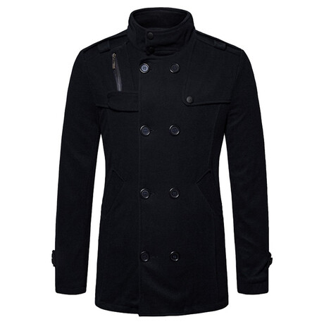 Tabbed Chest Peacoat // Black (XS)