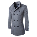 Military Style Peacoat // Light Gray (XL)