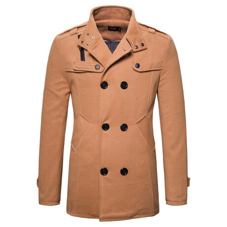 Tabbed Chest Peacoat // Camel (XS)