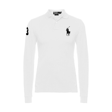 Long Sleeve Big Pony Polo Shirt // White (S)