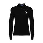 Long Sleeve Big Pony Polo Shirt // Black (S)