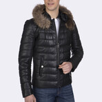 Hooded Quilted Jacket // Black (S)