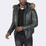 Hooded Bomber Quilted Jacket // Green (S)