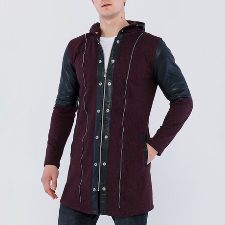 Zip Snap Accent Jacket // Bordeaux + Black (S)