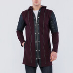 Zip Snap Accent Jacket // Bordeaux + Black (S)