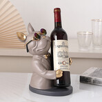 French Bulldog Resin Sculpture // Wine Holder (Blue + Green)