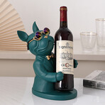 French Bulldog Resin Sculpture // Wine Holder (Blue + Green)