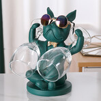 French Bulldog Resin Sculpture // Glass Holder (Black)