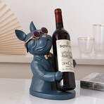 French Bulldog Resin Sculpture // Wine Holder (Blue + Green)