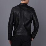 Leather Utility Strap Neck Jacket // Black (S)
