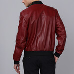 Leather Bomber Jacket // Burgundy (S)