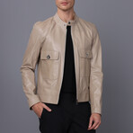Racer Leather Jacket // Beige (S)
