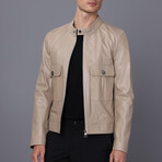 Racer Leather Jacket // Beige (S)