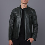 Leather Racer Jacket // Green (S)