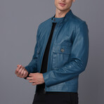 Racer Leather Jacket // Oil Blue (S)