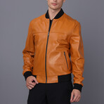 Leather Bomber Jacket // Camel (S)