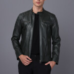 Leather Racer Jacket // Green (S)