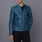 Racer Leather Jacket // Oil Blue (S)