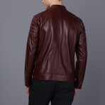 Men's Racer Leather Jacket // Damson // Style 2 (S)
