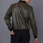 Leather Bomber Jacket // Green (S)