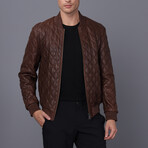 Leather Quilted Jacket // Brown (S)