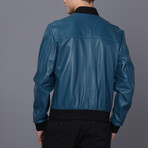Leather Bomber Jacket // Blue (S)
