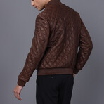 Leather Quilted Jacket // Brown (S)