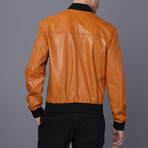 Leather Bomber Jacket // Camel (S)
