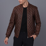 Leather Quilted Jacket // Brown (S)