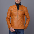 Leather Racer Jacket // Orange (S)