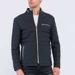 Leather Puffer Jacket // Blue Matte (L)