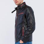 Leather Racer Strap Neck Jacket // Black (S)