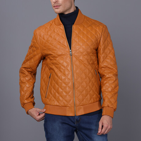 Leather Quilted Jacket // Camel (S)
