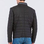 Leather Puffer Jacket // Black Matte (S)