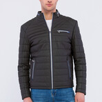 Leather Puffer Jacket // Black Matte (S)