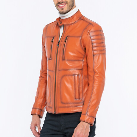 Leather Utility Jacket // Orange (S)