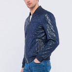 Leather Quilted Jacket // Blue (S)