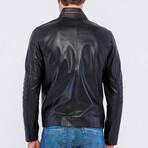 Leather Racer Strap Neck Jacket // Black (S)