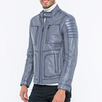 Leather Utility Jacket // Light Gray (S)